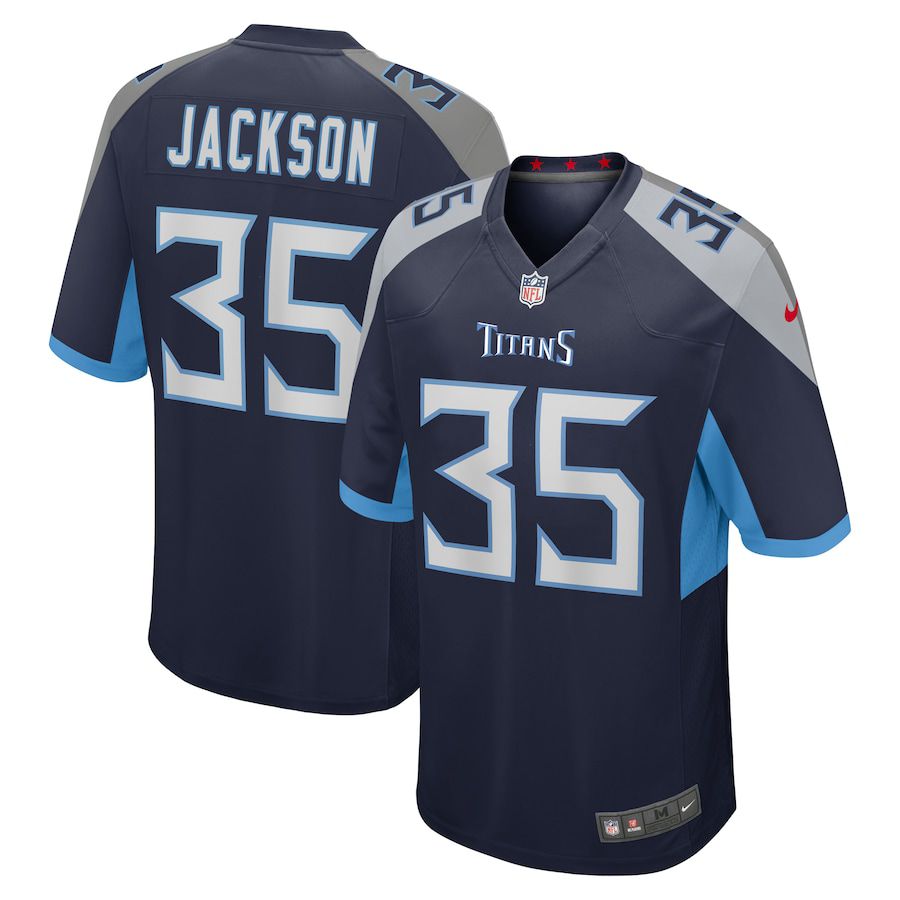 Men Tennessee Titans #35 Chris Jackson Nike Navy Game NFL Jersey